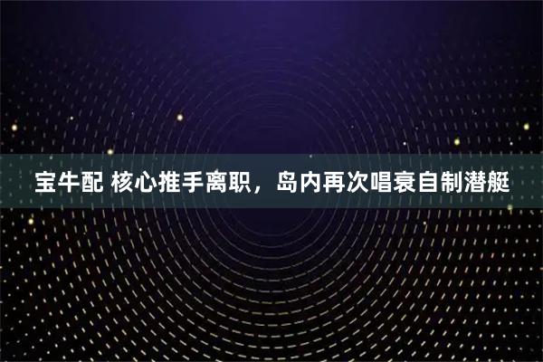 宝牛配 核心推手离职，岛内再次唱衰自制潜艇